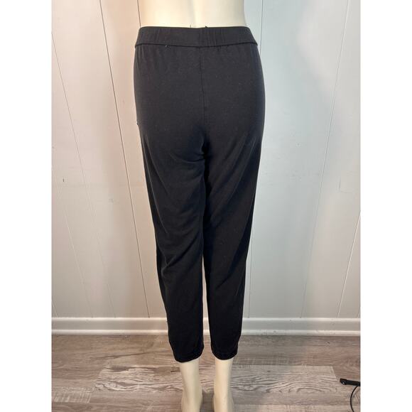 Eileen Fisher Stretch Jersey Knit Drop Pocket Ankle Pants in Black. Size XS - Picture 2 of 5